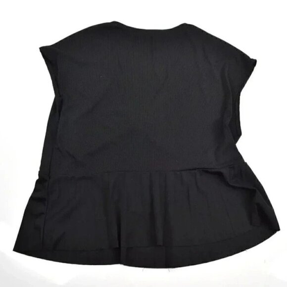 Zara Black Pleated V Neck Short Sleeve Top Size Small - Picture 5 of 6